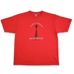 Vintage Seattle T Shirt Mens XL Red Hanes Fifty-Fifty Space Needle Souvenir